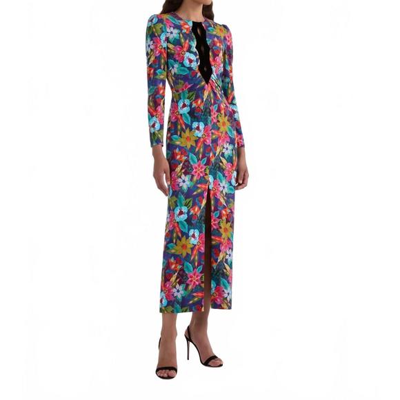 NEW SALONI jinx c midi dress in stellate black